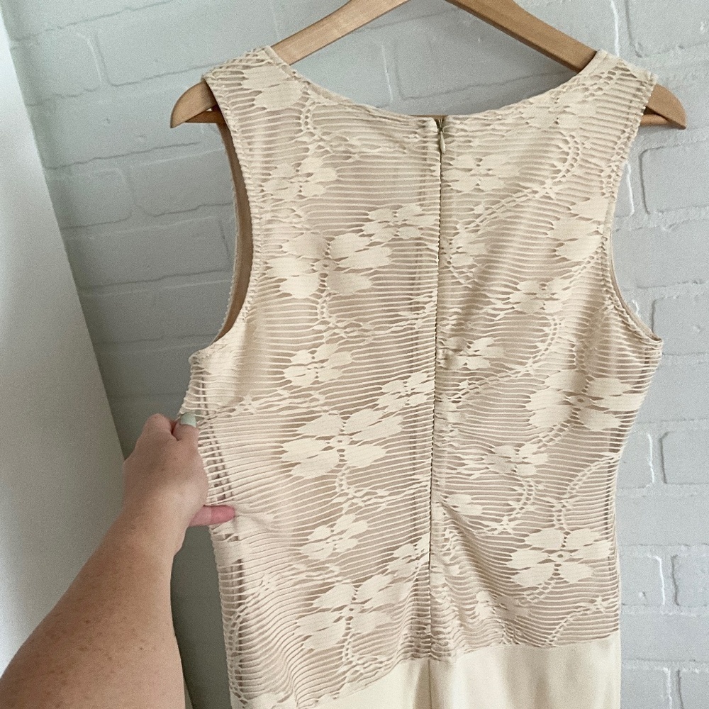 Joseph Ribkoff Vintage Formal Maxi Dress Lace Bodice Cream Sz 12 - Picture 12 of 16
